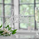 Just Married Trä Bordsskylt Vit