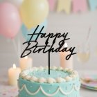 Happy Birthday Akryl Tårtdekoration Svart