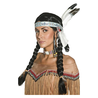 Autentisk indianperuk i svart