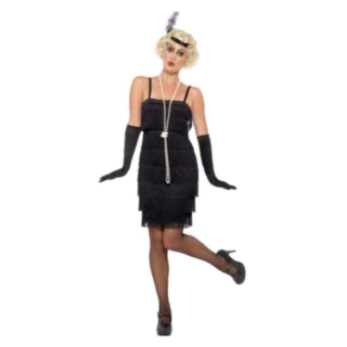 Kort Charlestonklänning Fransar Svart