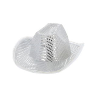 LED Paljett Cowboyhatt Silver