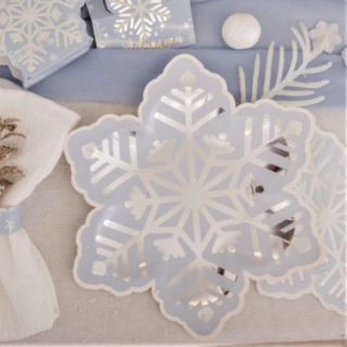 Snöflinga Tallrikar Ljusblå/Silver