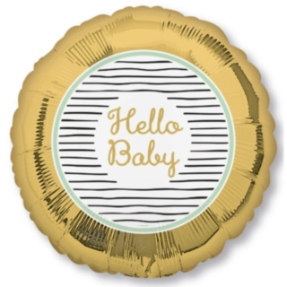 Hello Baby Folieballong Guld
