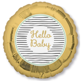 Hello Baby Folieballong Guld