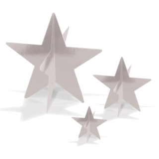3D Silverstjärser Borddekorationer