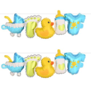 Babyshower Girlang Folieballonger Blå