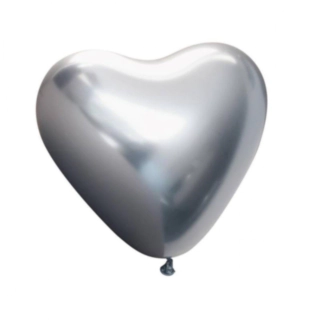 Premium Hjärta Latexballonger Chrome Silver