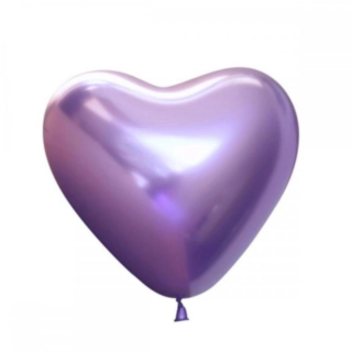 Premium Hjärta Latexballonger Chrome Lila