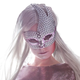 Maskerad Ögonmask Silver/Ljusrosa