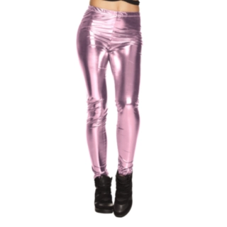Metalliska Discoleggings Ljusrosa