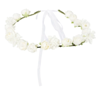 Vit Blomsterkrans Hårband