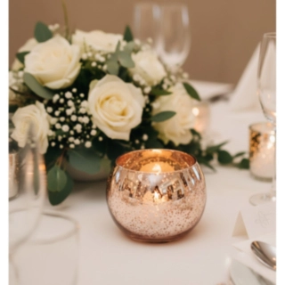 Rund Värmeljushållare Metallic Roséuld