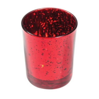 Glas Värmeljushållare Metallic Röd