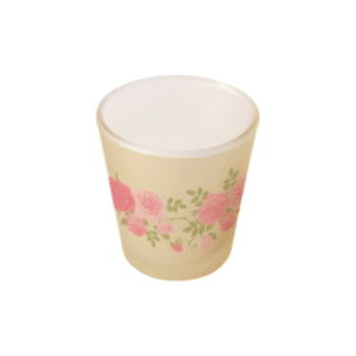 Blommig Glas Värmeljushållare Rosa
