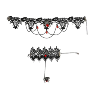 Spindel Choker & Armband Svart/Röd