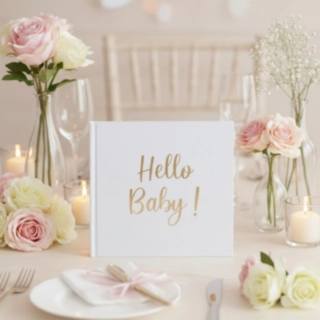Hello Baby Gästbok Guld