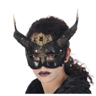 Gotisk Demonmask Svart