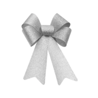 Glitter Dekorationsrosett Silver