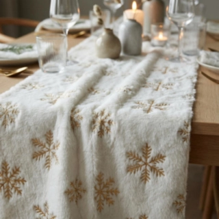 Päls Bordslöpare Snöflingor Guld