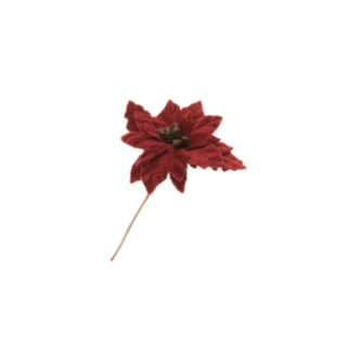 Konstgjord Poinsettia På Stjälk Vinröd