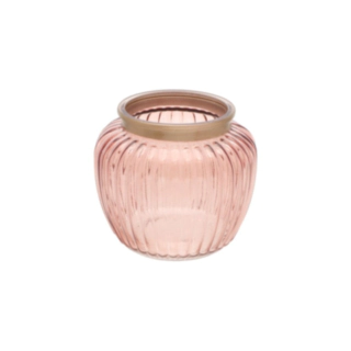 Rund Räfflad Ljusstake Rosa