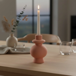 Rund Keramisk Ljusstake Terrakotta