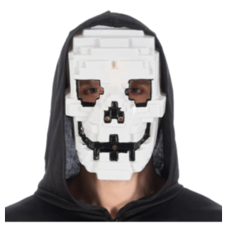 Pixel Gamer Dödskalle Mask Vit