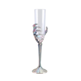 Skeletthand Champagneglas Iriserande
