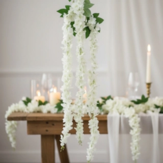 Konstgjord Hortensia Blomsterranka Vit