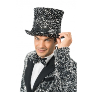 Glitter Hög hatt Silver