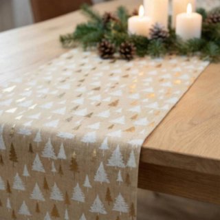 Julgranar Bordslöpare Vit/Guld