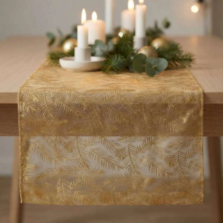 Organza Bordslöpare Blad Guld