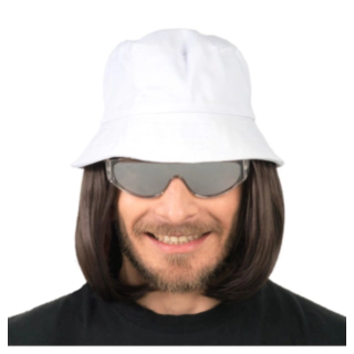 Peruk Med Vit Bucket Hat