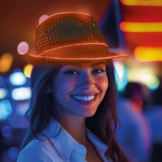 Paljett LED Fedora Orange