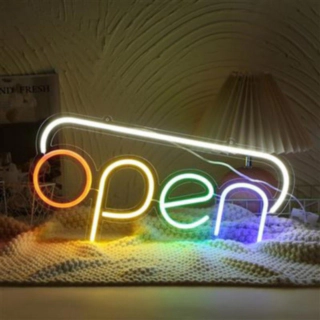 Open Neonskylt Regnbåge