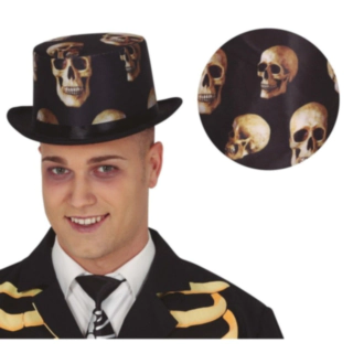 Dödskalle Hög Hatt Svart