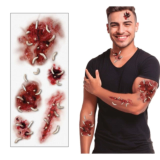 Zombiesår Med Larver Falska Tatueringar