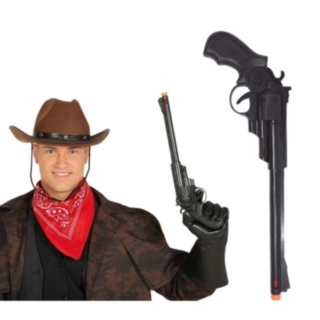 Sheriff Lång Leksaksrevolver Svart