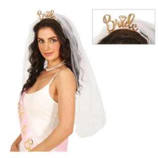 Bride Brudslöja Hårband Guld
