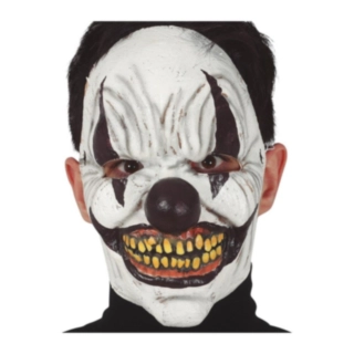 Horror Clown Latexmask Vit/Svart