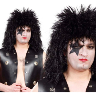 Rockstjärna Kiss Peruk Svart