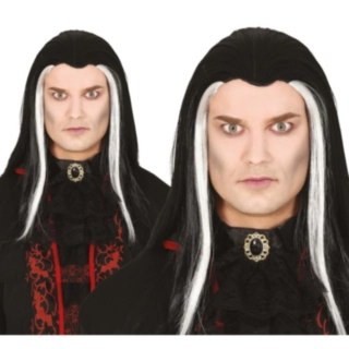Vit Slinga Vampyrperuk Svart