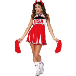 USA Cheerleader Maskeraddräkt Röd/Vit