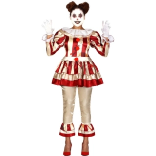 Horror Clown Klänning Maskeraddräkt Röd/Vit