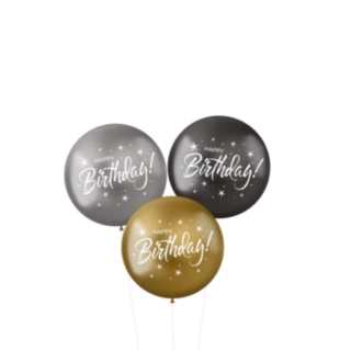 Happy Birthday XL Latexballonger Metallisk Mix