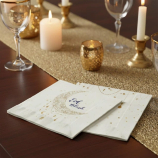 Eid Mubarak Servetter Vit/Guld