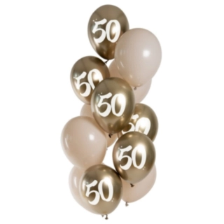 50 År Latexballonger Guld Latte