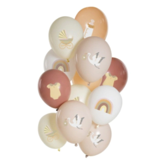 Stork Babyshower Latexballonger Pastell