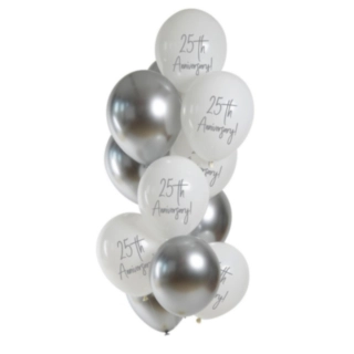 Silverbröllop Latexballonger Silver/Vit