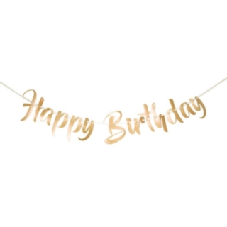 Happy Birthday Bokstavsgirlang Guld